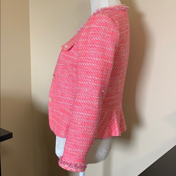 J. Crew Peplum Lady Jacket in Neon Fuchsia Tweed. - Picture 2 of 8